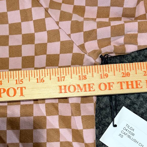 Splits59 Tilda Crewneck Sweater XS Plaid Pink Orange Checkered Loungewear NWT - Picture 5 of 8